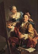 Georges desmarees Self-Portrait wiht his Daughter,Maria Antonia oil painting reproduction